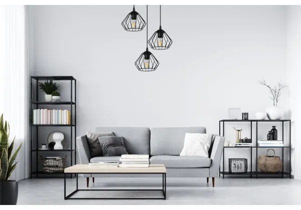 Lampadario a sospensione con filo CEED 3xE27/60W/230V nero