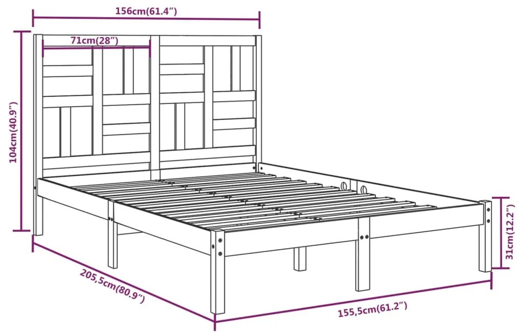 Giroletto in Legno Massello 150x200 cm King Size