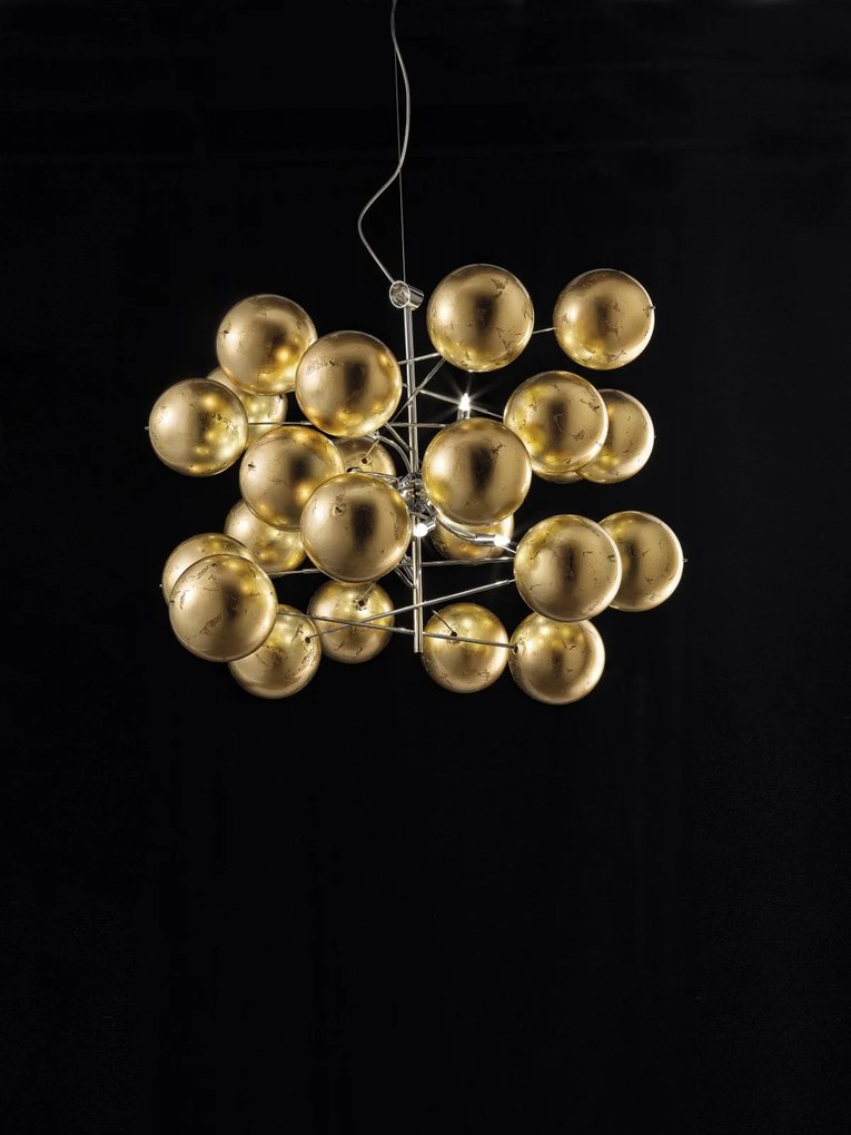 Sospensione 8 Luci - 255.180  collezione Atom MetaL Lux Foglia oro