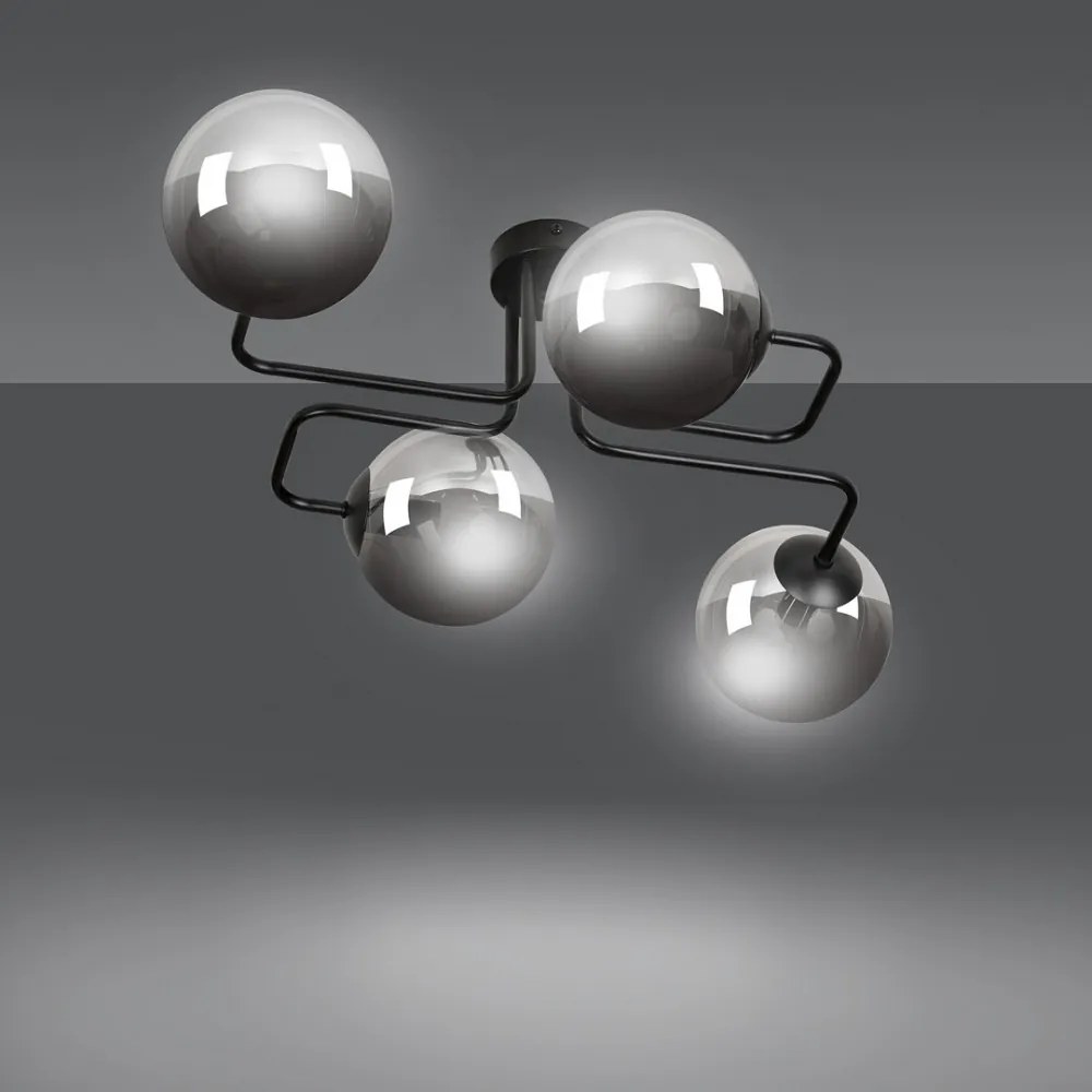 Lampadario da Soffitto BRENDI 4 in acciaio e vetro 4xE14 Colore delle Sfere Grafite