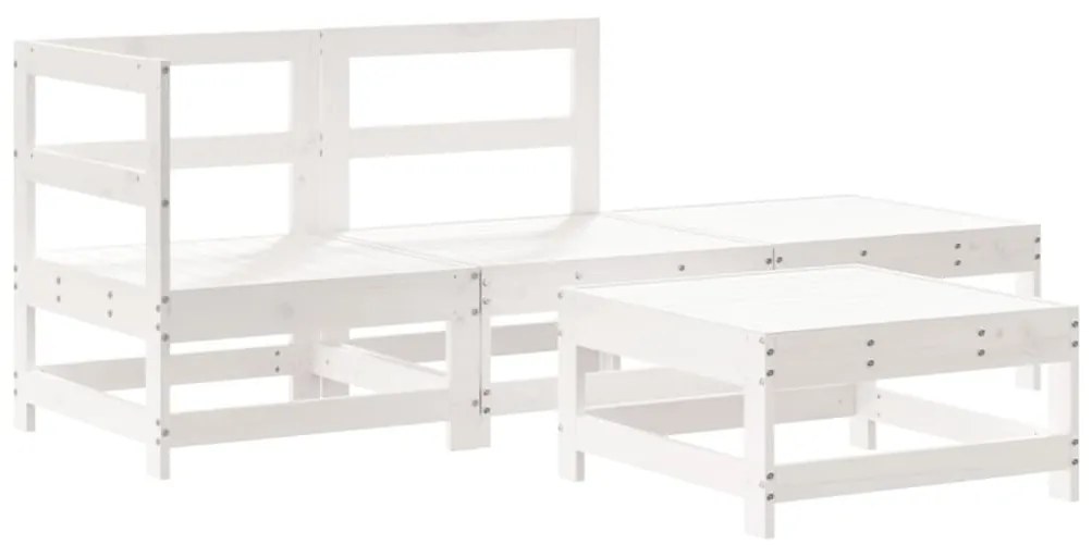 Set Salotto da Giardino 4 pz Bianco in Legno Massello di Pino