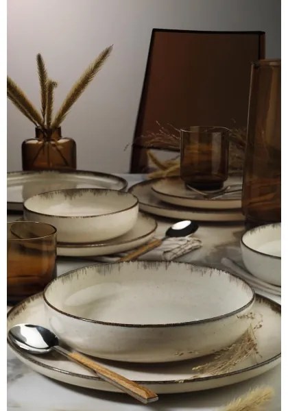 Set da tavola 16 pezzi beige in porcellana