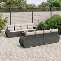 Set Divani da Giardino 9 pz con Cuscini Nero in Polyrattan 3257253