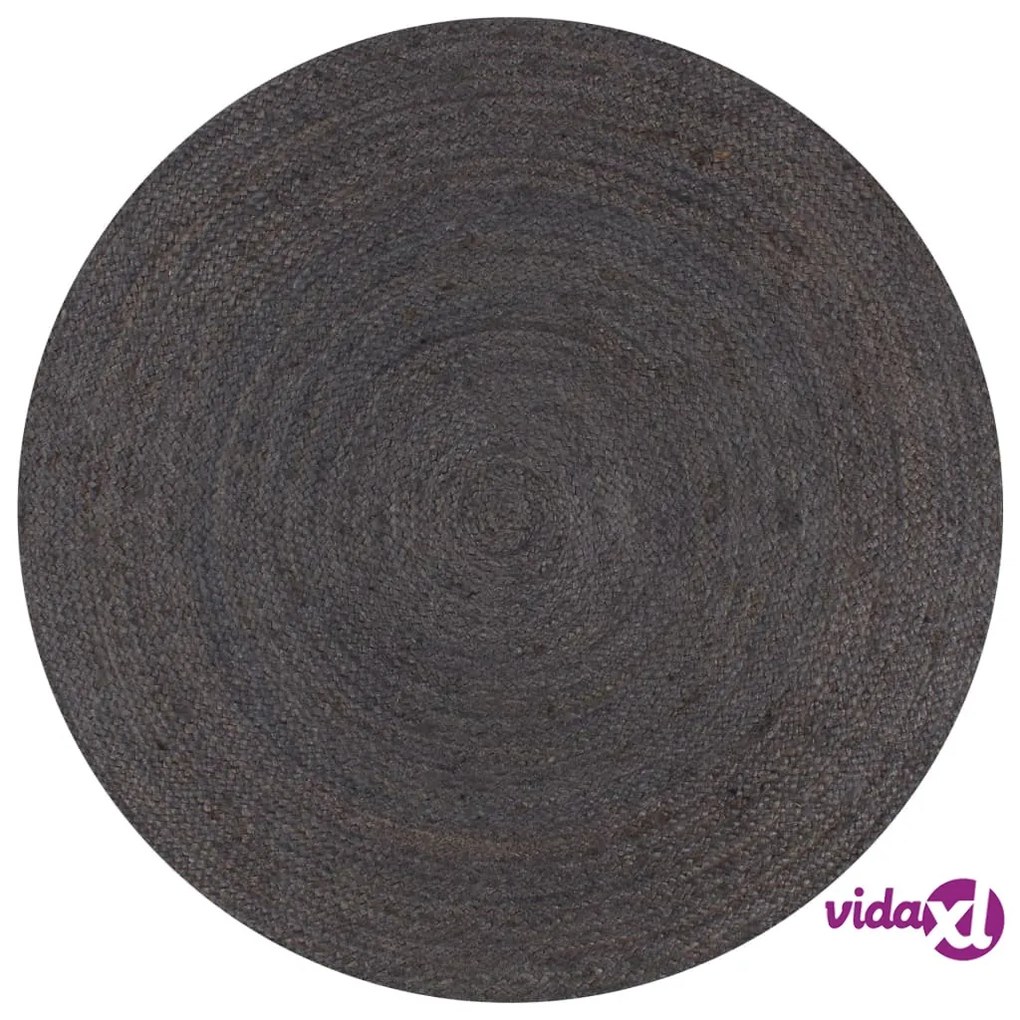 vidaXL Tappeto Lavorato a Mano in Juta Rotondo 150 cm Grigio Scuro