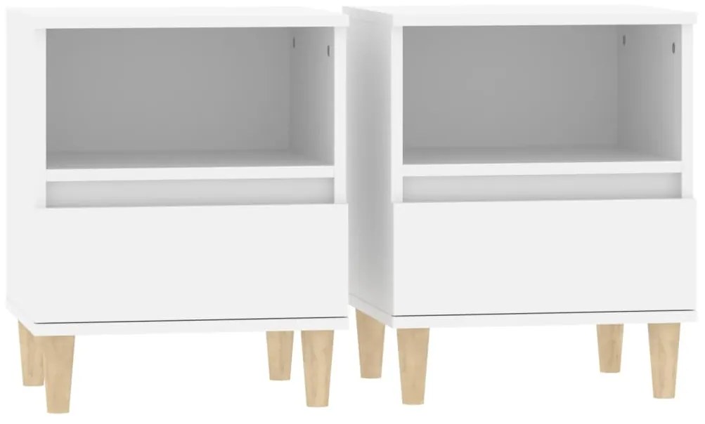 Comodini 2 pz in bianco 40x35x50 cm
