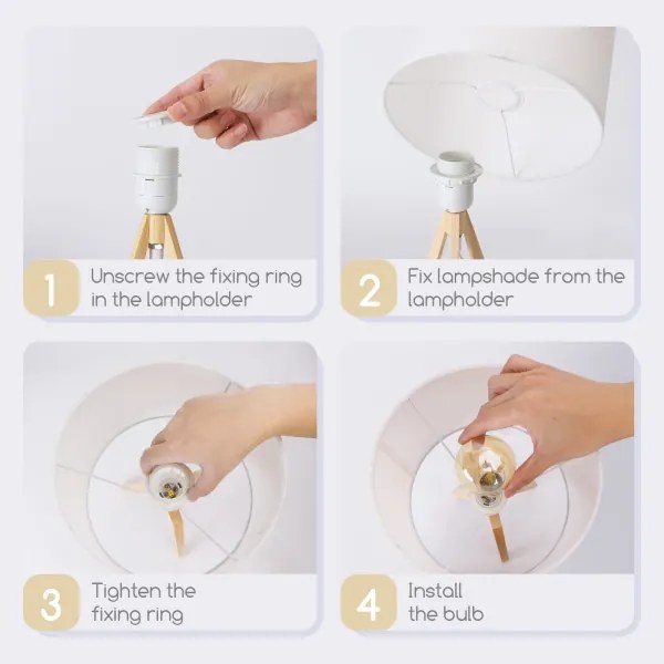 Aigostar - Lampada da tavolo in legno di pino 1xE27/60W/230V