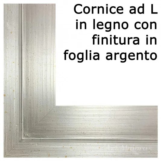 Art Maiora Capezzale con la famiglia in stile moderno "Amore Indelebile" 110x65 Cornice ad L in legno con finitura in foglia argento