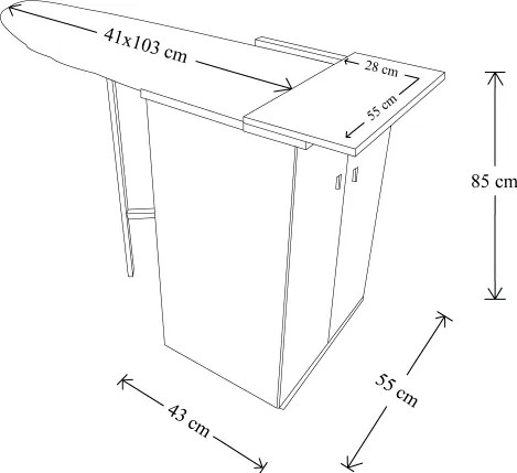 Mobile da stiro asse scomparsa legno Larice Grigio - JOLLY 2 ante