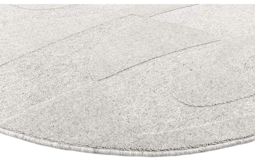 Tappeto rotondo in lana grigio chiaro ø 120 cm Morphic Botanica - Agnella