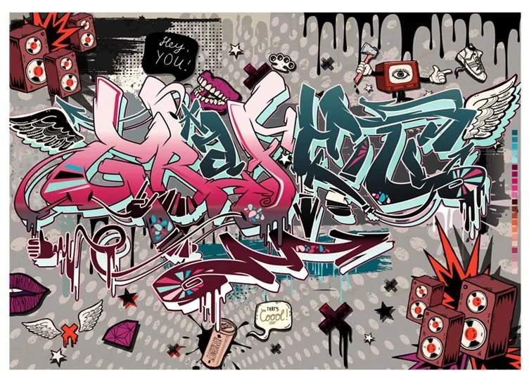 Fotomurale  Graffiti: hey You!  Colore colorful, Dimensioni e Misure 300x210