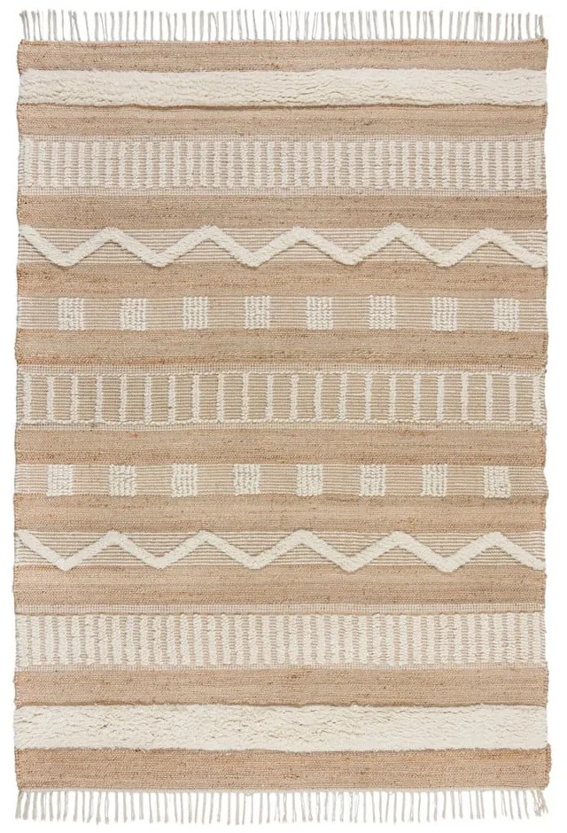 Tappeto bianco/di colore naturale in misto iuta tessuto a mano 120x170 cm Medina – Flair Rugs