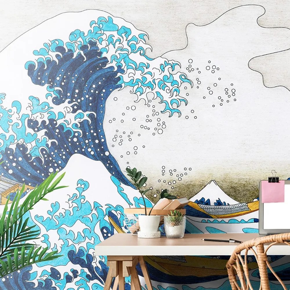 Carta da parati autoadesiva – Riproduzione La grande onda di Kanagawa - Katsushika Hokusai