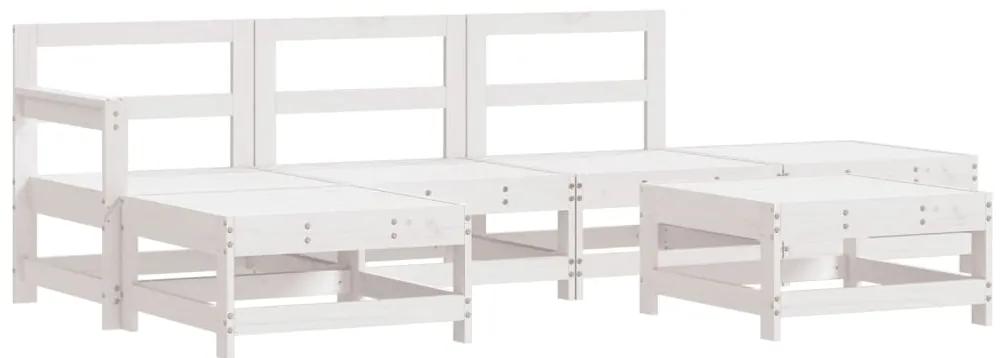 Set divani da giardino 6pz con cuscini in legno massello bianco