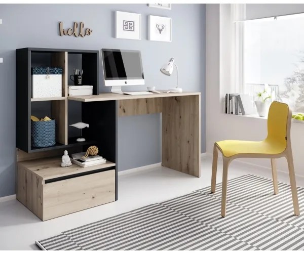 Scrivania con ripiano MARLO rovere artisan/antracite