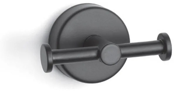Kamalu - Appendiabiti bagno con doppio gancio laterale in acciaio inox nero opaco | Monde-N