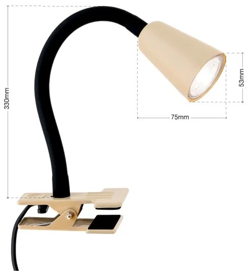Orion - Lampada da tavolo flessibile con clip DOTTY 1xGU10/10W/230V beige/nero