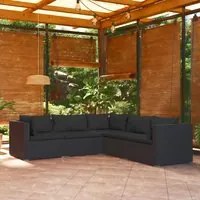 Set Divani da Giardino 5 pz con Cuscini in Polyrattan Nero cod mxl 40561