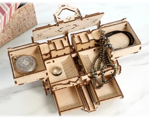 Ugears - 3D puzzle meccanico in legno Scatola di gioielli antichi