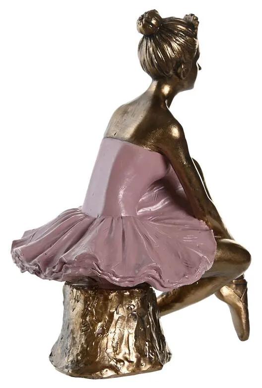 Statua Decorativa DKD Home Decor Rosa Bianco Resina Ballerina Classica Moderno (12 x 9,5 x 15,5 cm) (2 Unità)