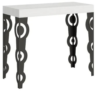 Consolle 90x40 cm Allungabile Fino a 3 metri da 14 posti Karamay Bianco Frassino