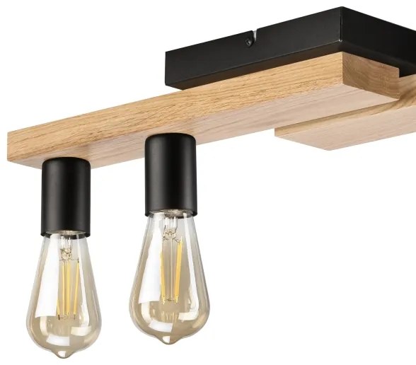 Lampadario a plafone MATTE 4xE27/15W/230V nero/quercia