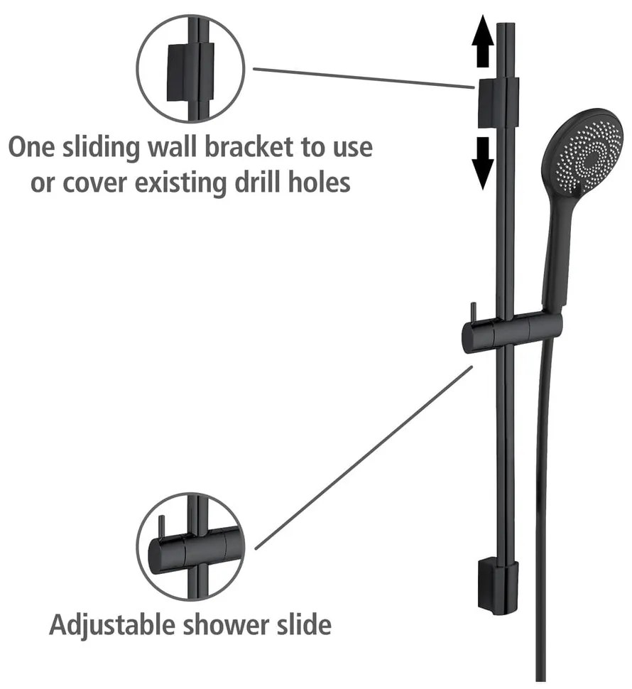 Set doccia in acciaio inox nero 70 cm Water Saving - Wenko