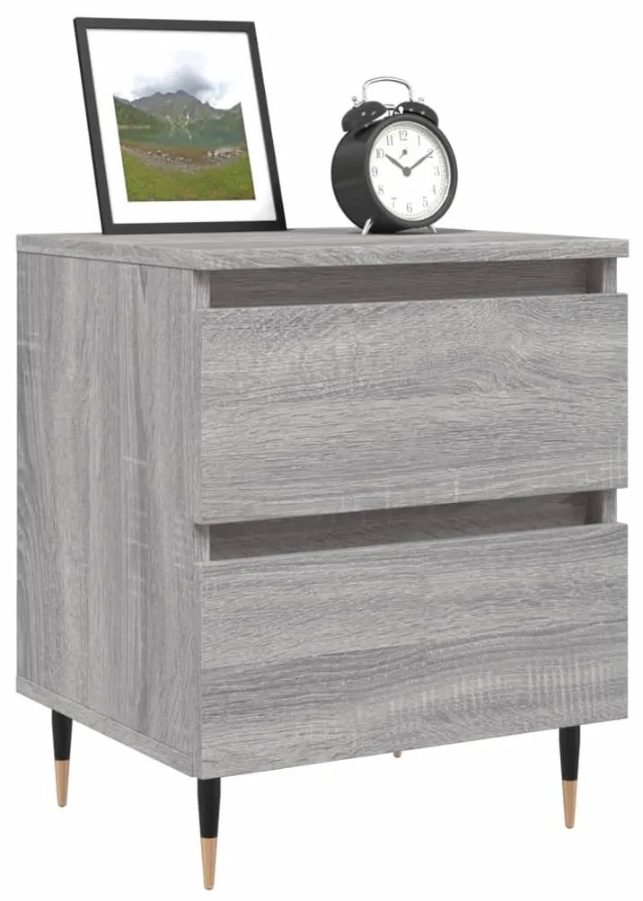 Comodini 2pz Grigio Sonoma 40x35x50 cm in Legno Multistrato