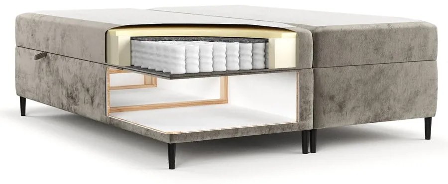 Letto boxspring marrone chiaro con contenitore 140x200 cm Araya - Maison de Rêve