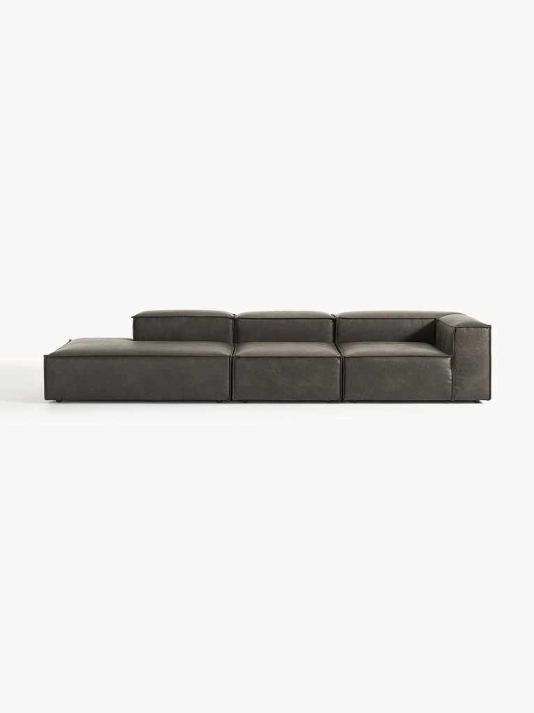 Chaise longue XL componibile in pelle Lennon