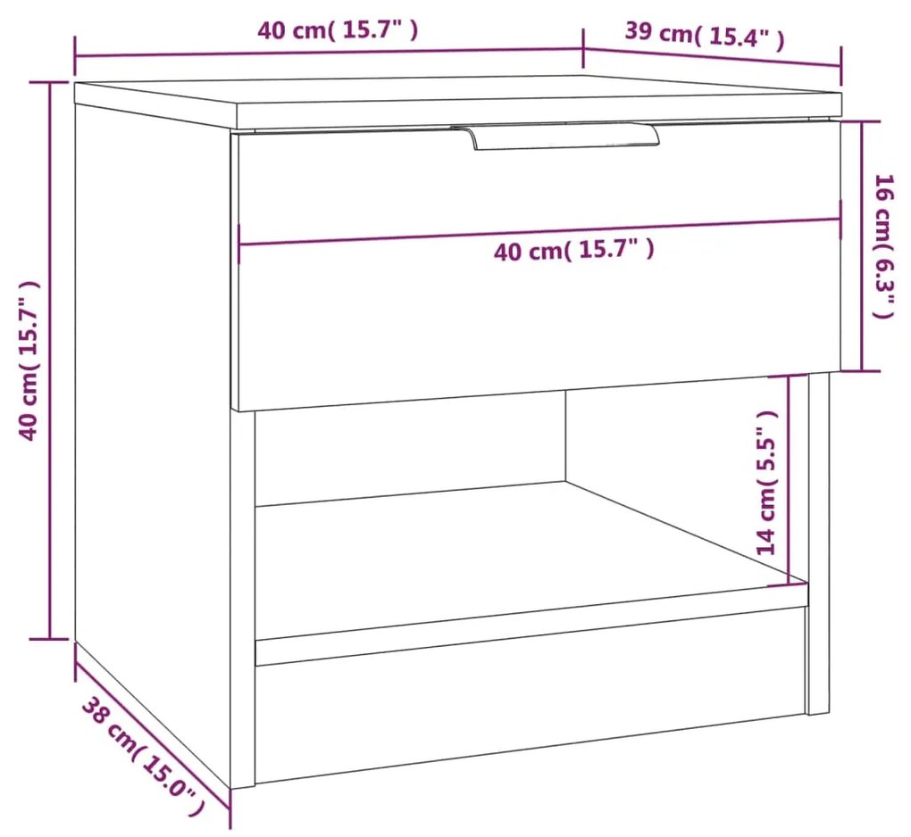 Comodini 2pz Grigio Sonoma in Legno Multistrato