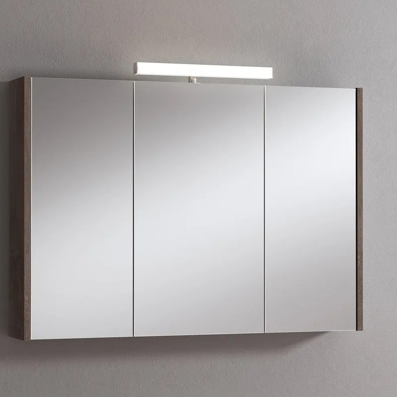 Pensile con luce Akira rovere scuro L 100 x H 70 x P 15.5 cm