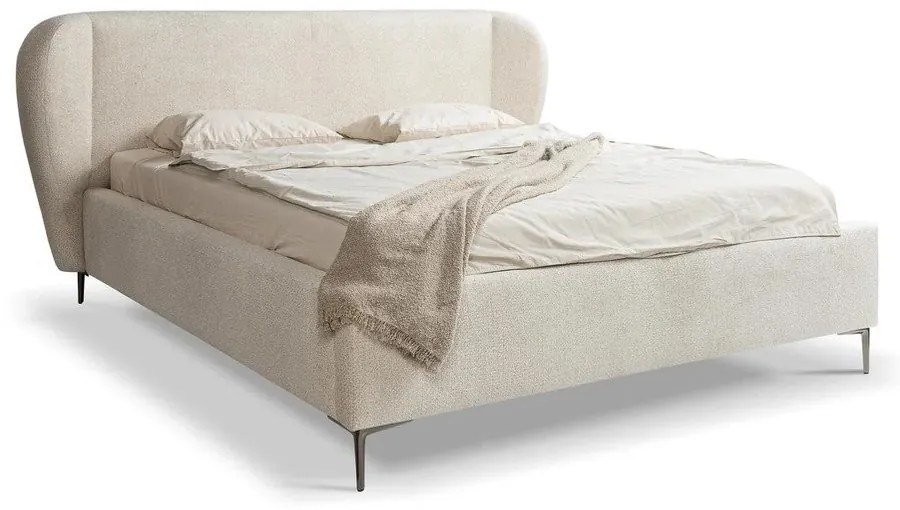 Letto matrimoniale imbottito beige con rete inclusa 180x200 cm Makana – Makamii