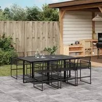 Set da Pranzo da Giardino 7 pz Nero in Polyrattan 3295034