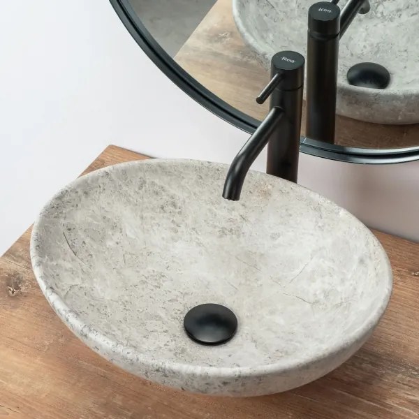 REA-U0165 - Lavabo da appoggio SOFIA 34,5x41 cm ceramica/pietra chiara