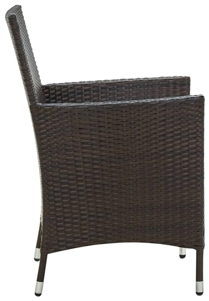 Set mobili da giardino 7 pz con cuscini in polyrattan marrone