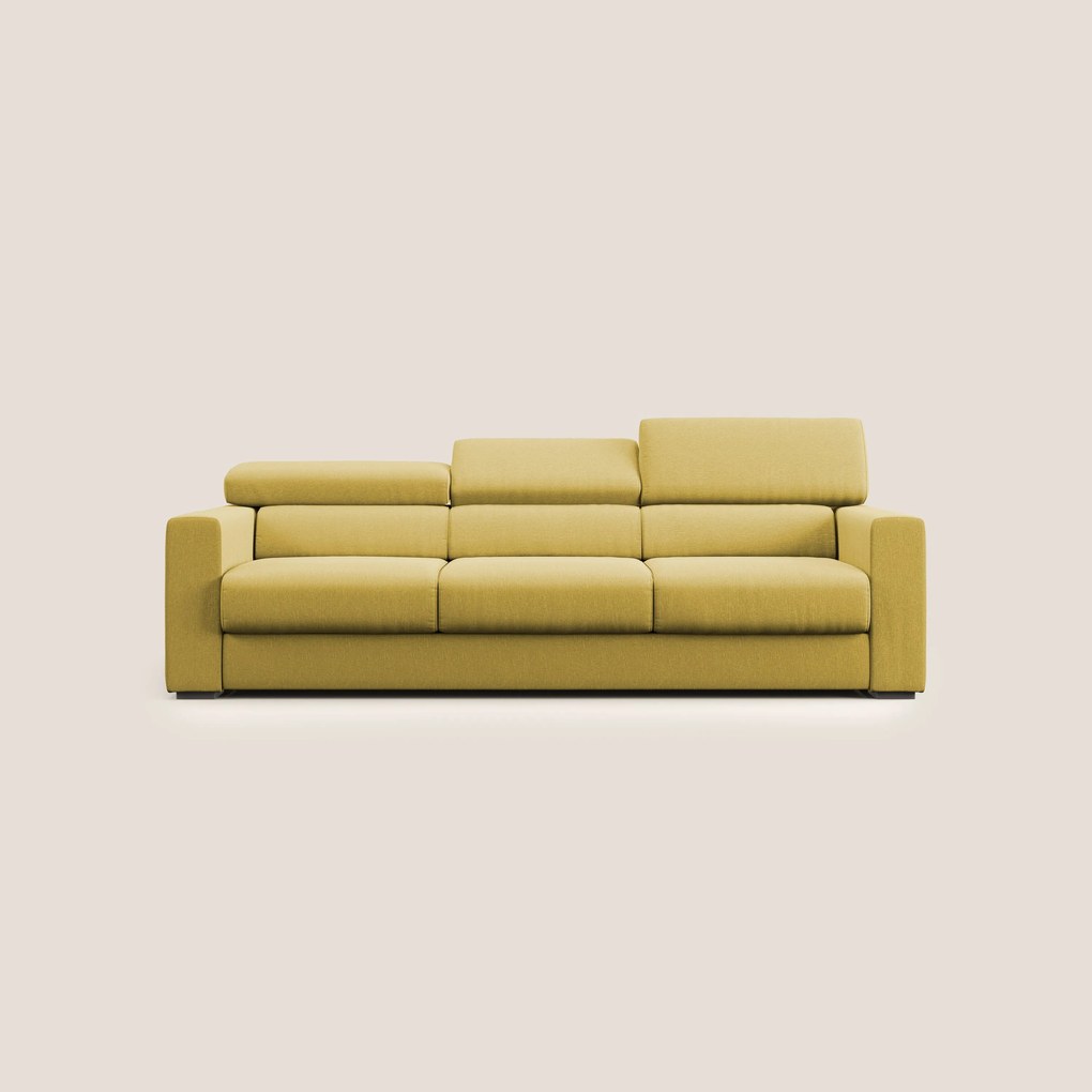 Dylan divano a 3 sedute con pouf estraibile poggiapiedi in tessuto simil cotone impermeabile T13