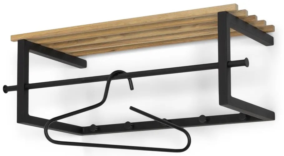 Attaccapanni da parete nero/di colore naturale in metallo con scaffale 76 cm Marco – Spinder Design