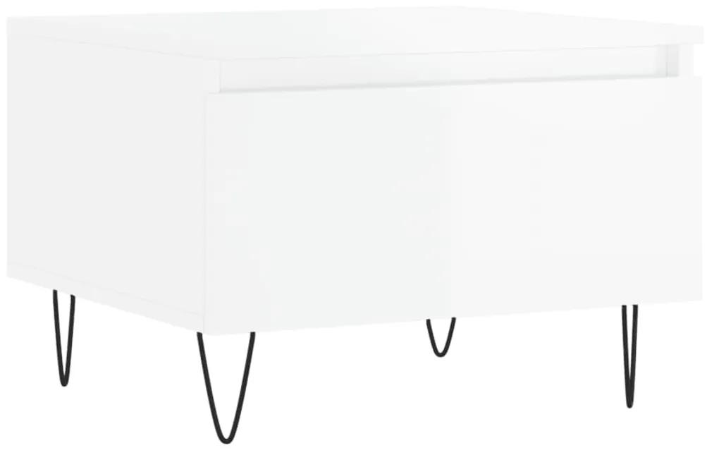 Tavolini salotto 2pz bianco lucido 50x46x35cm legno multistrato