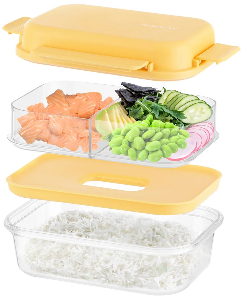 Lunch box per poke a scomparti giallo