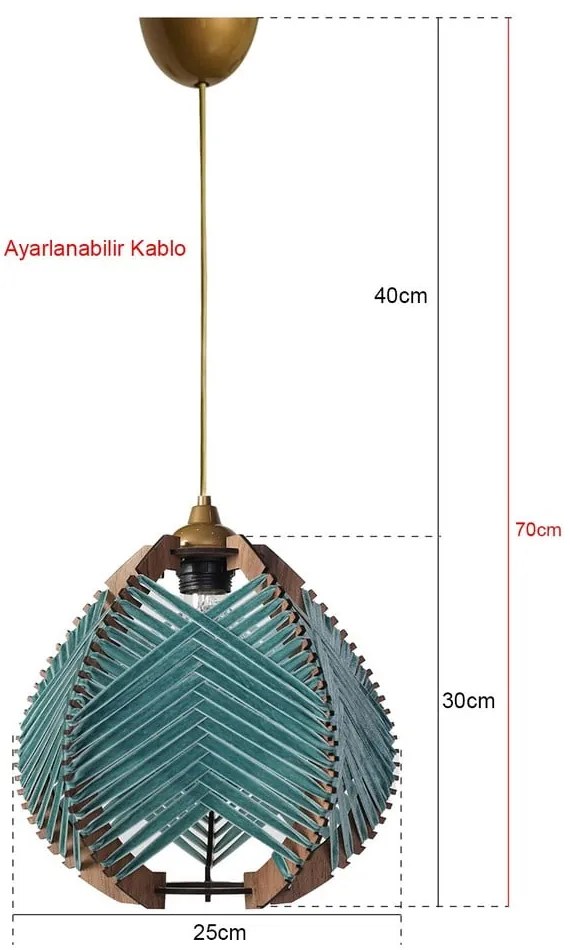 Lampadario blu/di colore naturale con paralume in tessuto ø 25 cm Yola – Opviq lights