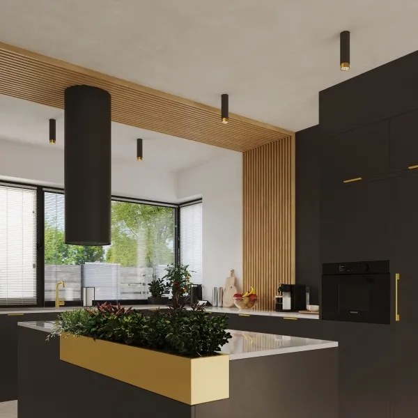 Sollux SL.1411 - Faretto NERO 1xGU10/10W/230V 22,5 cm nero/oro