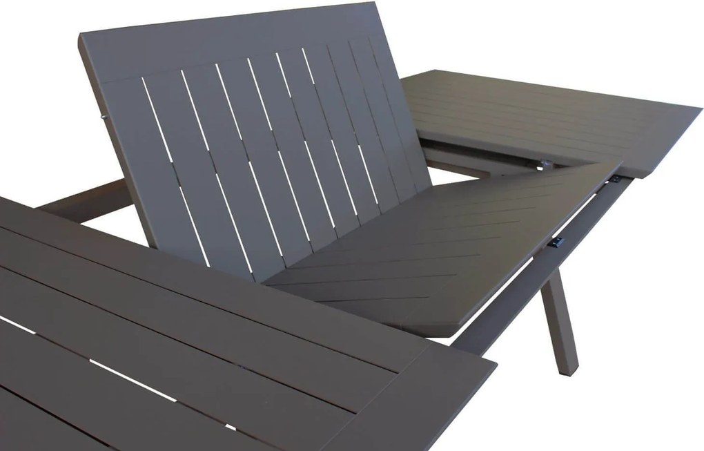 SPLENDOR - set tavolo in alluminio cm 200/300 x 110 x 75 h con 6 poltrone Splendor