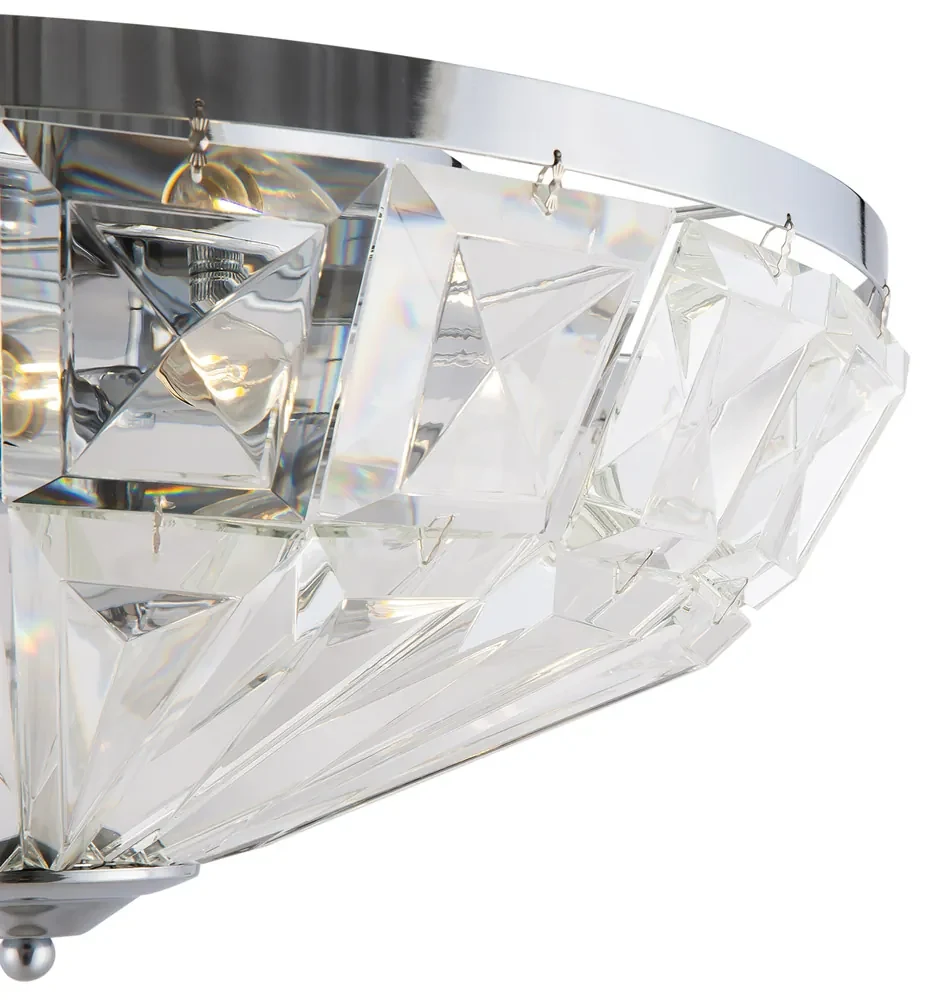 Plafoniera Contemporanea Facet Metallo Cromo 6 Luci Diffusori Vetro
