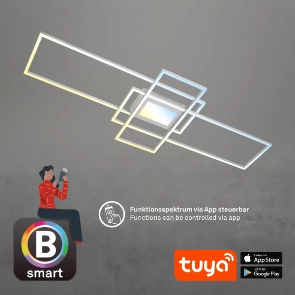 Briloner 3812019-LED Plafoniera LED dimmerabile RAM 56W/230V Wi‑Fi Tuya 111x42 cm + telecomando
