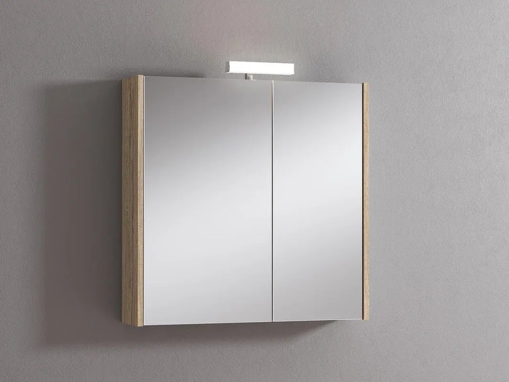 Pensile con luce Akira rovere nabucco L 71.5 x H 70 x P 15.5 cm