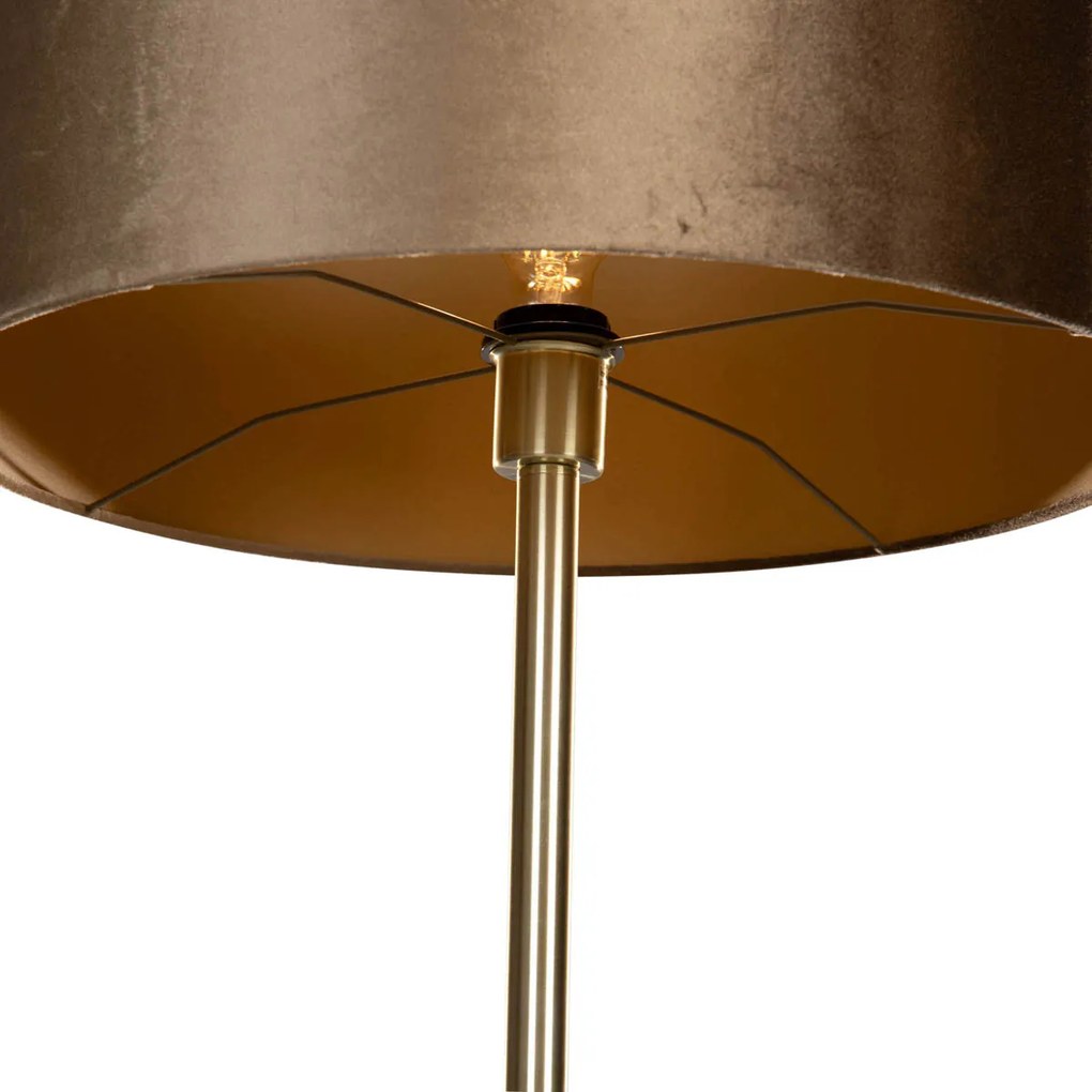 Lampada da Terra in Ottone con Paralume in Velluto Bronzo 50cm - Simplo