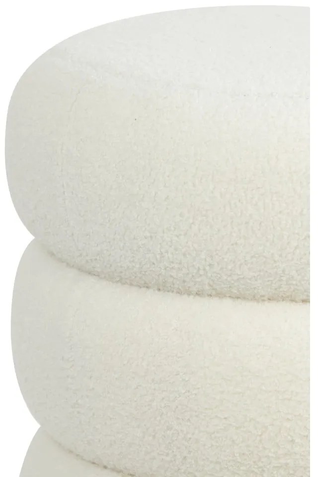 Sgabello in tessuto bouclé bianco Kimi - Light &amp; Living