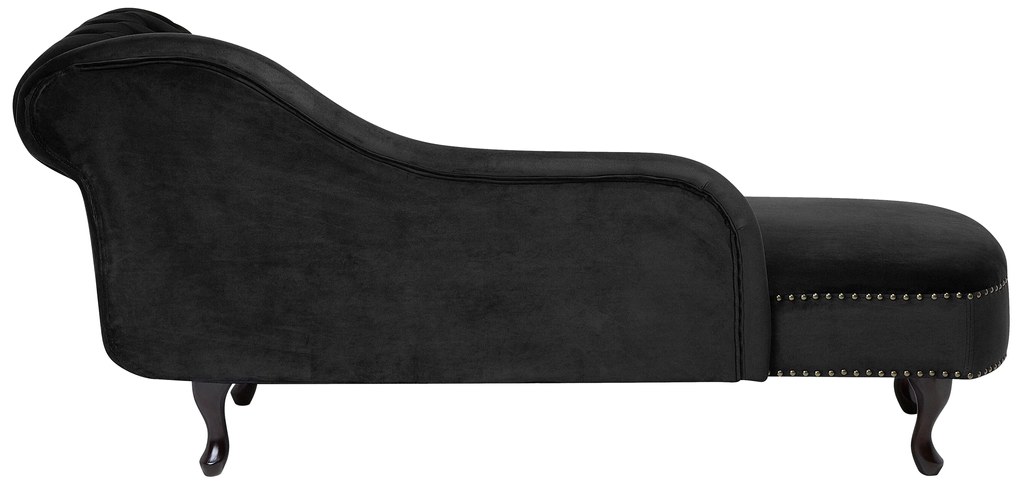 Chaise longue destra in velluto nero NIMES Beliani