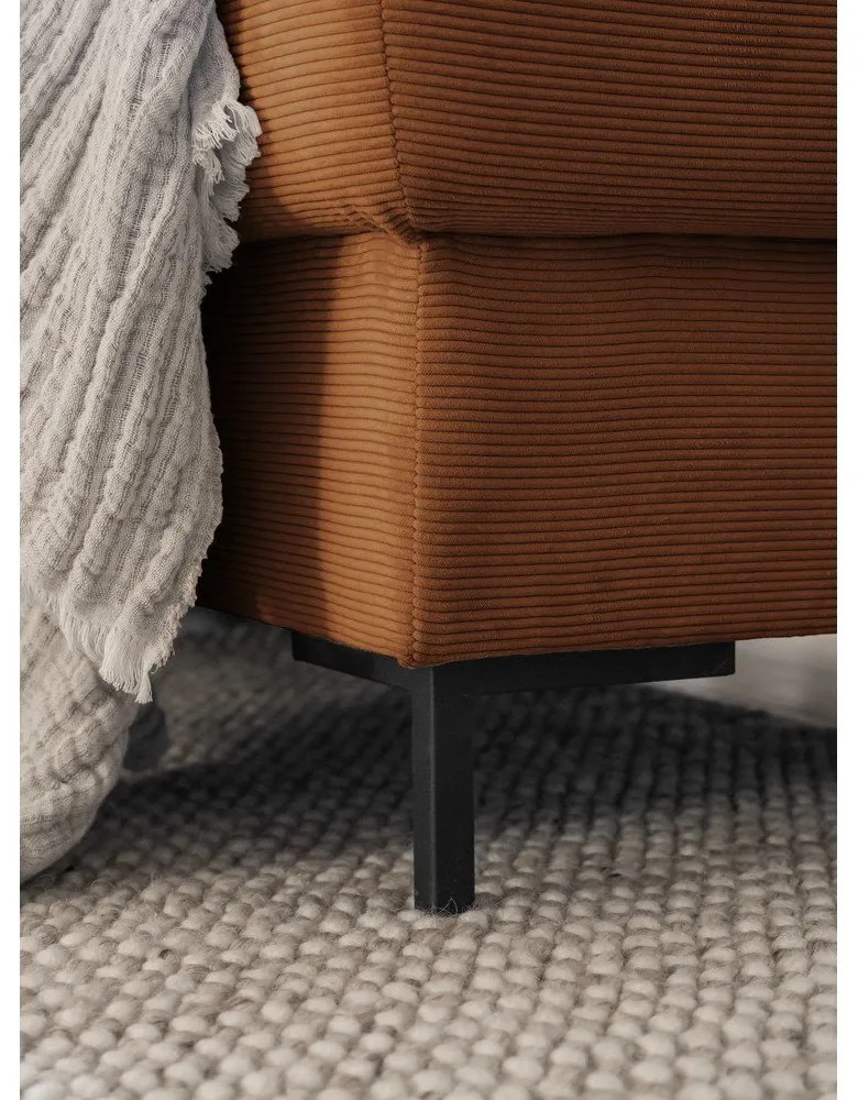 Divano letto angolare in velluto a coste arancione (angolo sinistro) Lofty Lilly - Miuform