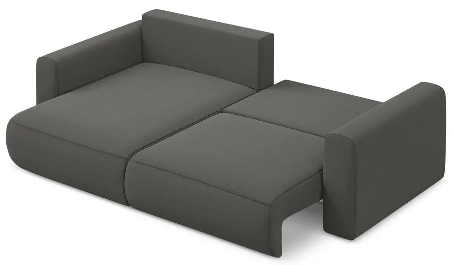 Divano angolare grigio scuro allungabile/con contenitore (con penisola a sinistra/con chaise lounge) con rivestimento in velluto Kapua – Makamii